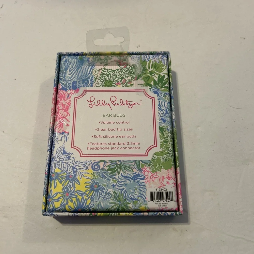 Lilly Pulitzer New In Box Pink Green Floral Fashion Ear Buds Cheek To Cheek